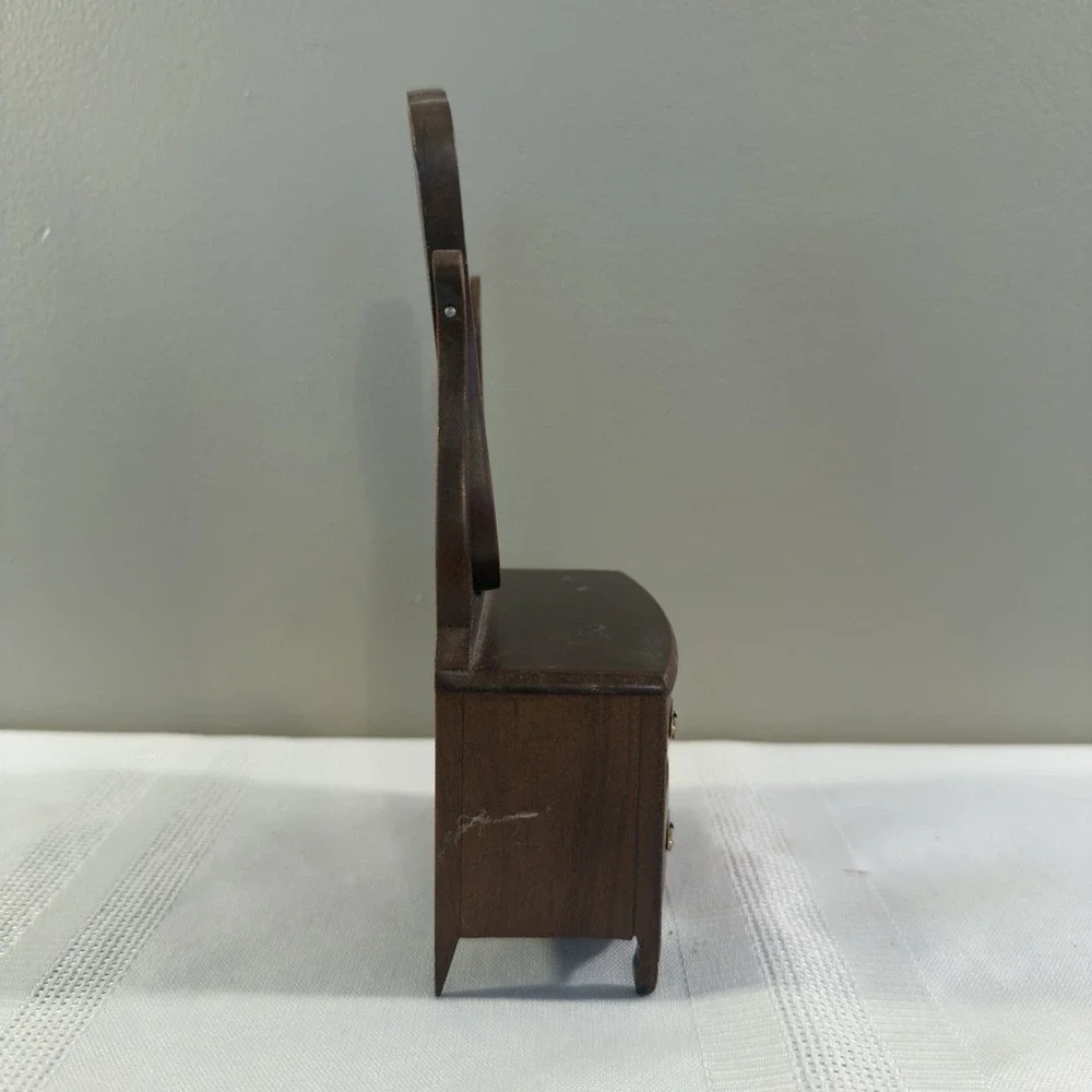 Miniature Wood Dollhouse Dresser Vanity Swivel Mirror & Drawers 1:12 Scale